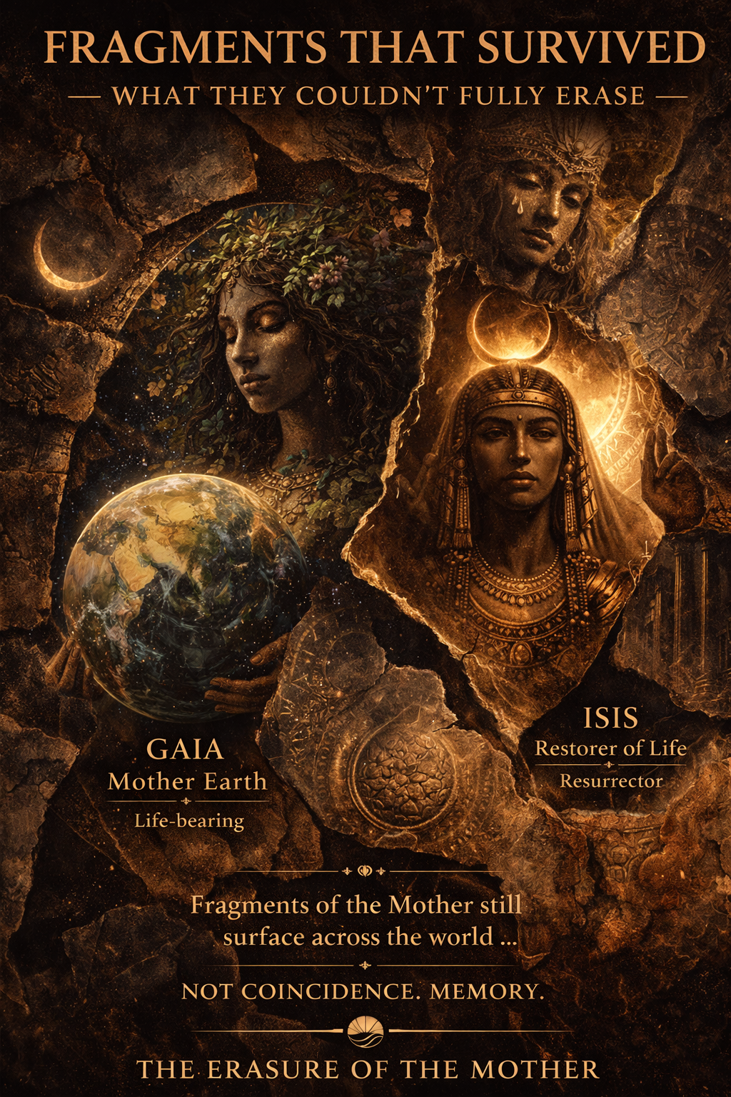 Fragments of the Mother unveiled — sacred feminine symbols across ancient civilizations