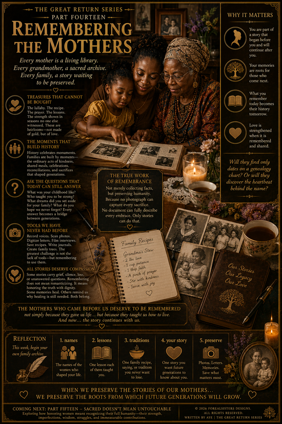 Remembering the Mothers — The Great Return Part 14, Forealsister Designs