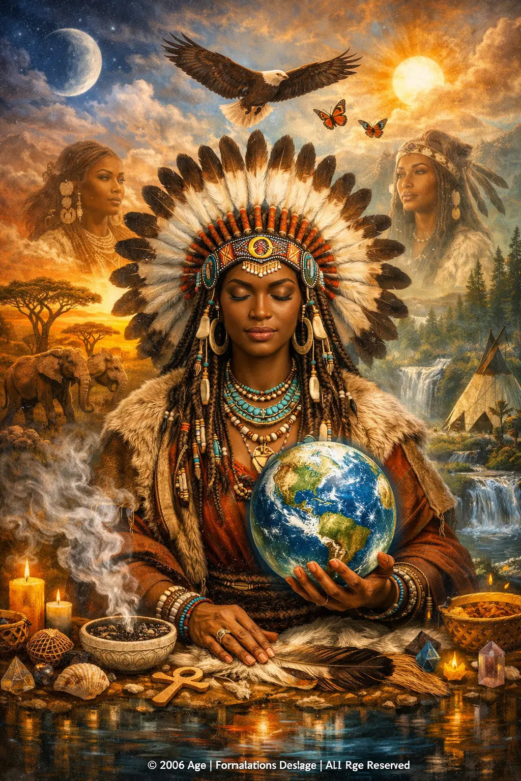 Nubian Indigenous woman in spiritual restoration and ancestral healing