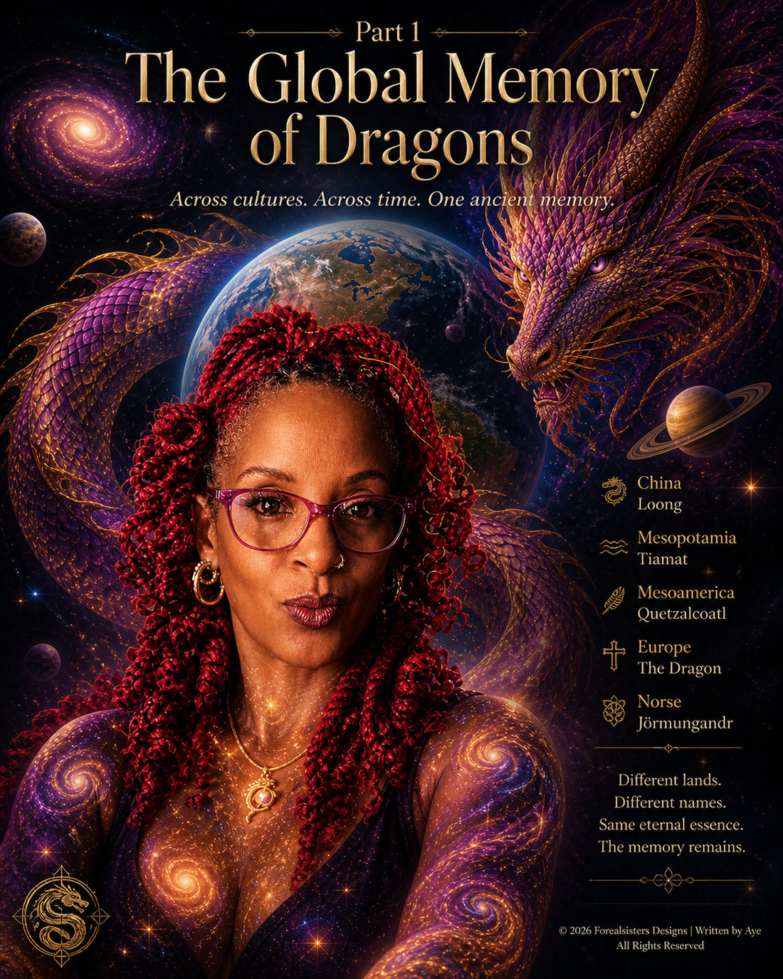 Ancient dragon symbolism across world cultures — a serpentine being connected to creation, elements, and sacred knowledge