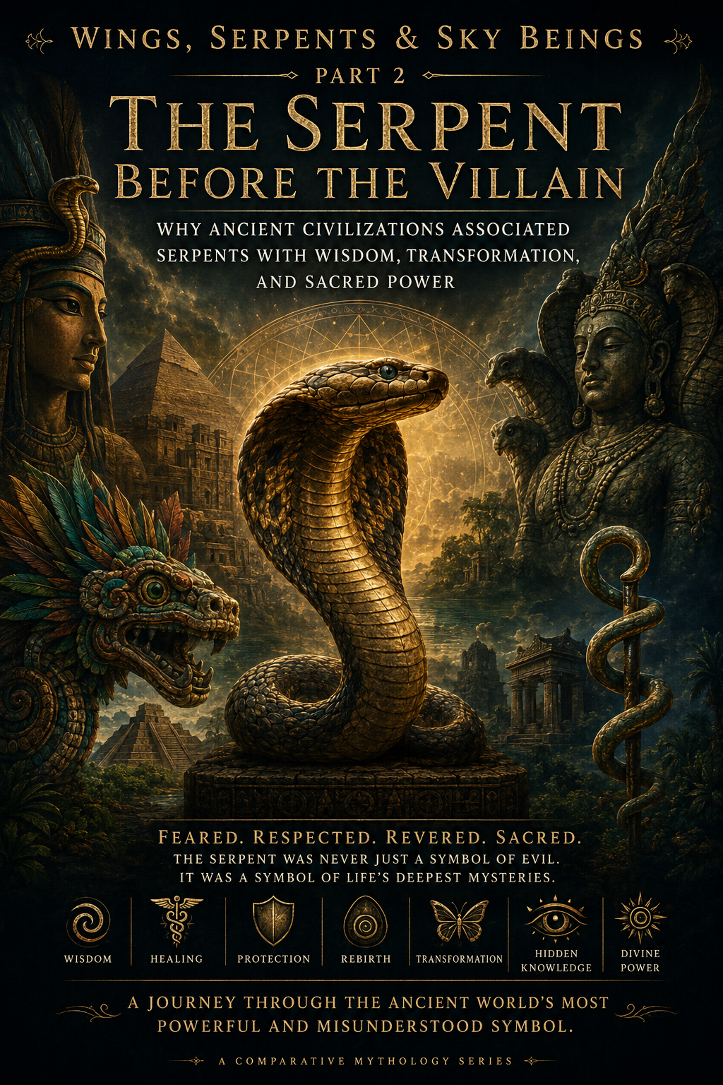 Ancient serpent symbols representing wisdom, transformation, and sacred power across civilizations