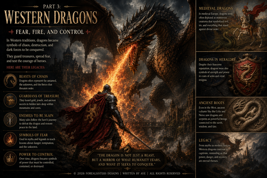 A powerful Western dragon surrounded by fire representing fear and ancient power