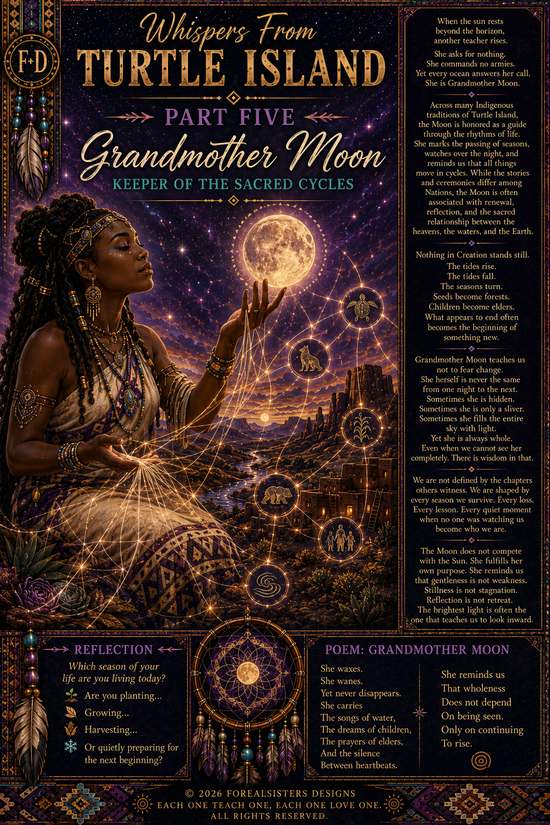 Whispers from Turtle Island: Grandmother Moon — artistic illustration representing Indigenous lunar teachings