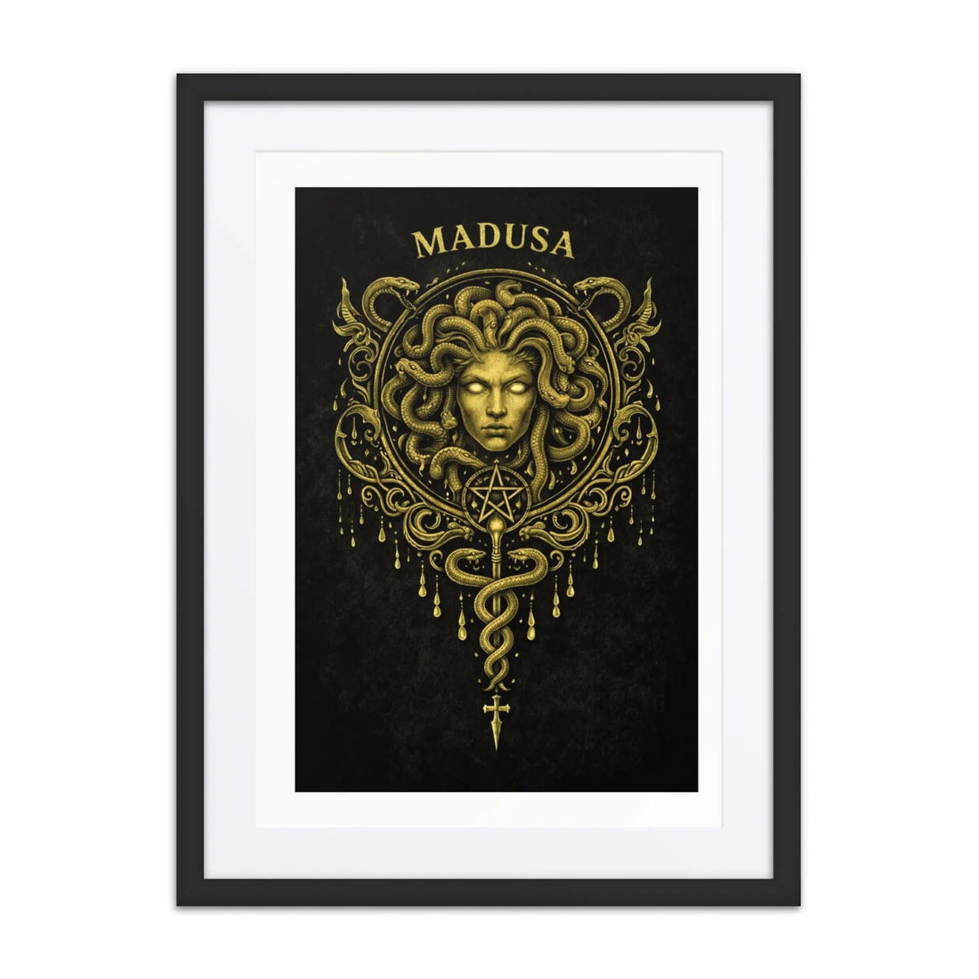 Madusa Framed Poster featuring sacred sigil art and Nubian feminine power by Forealsister Designs