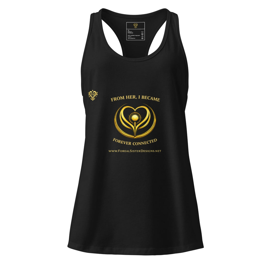 Unbreakable Bond of Love Women's Fitted Racerback Tank Top — sacred sigil art celebrating Nubian feminine power by Forealsister Designs
